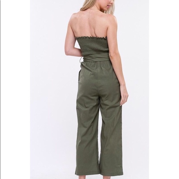 Linen Smocked Tube Top Jumpsuit - Picture 2 of 6